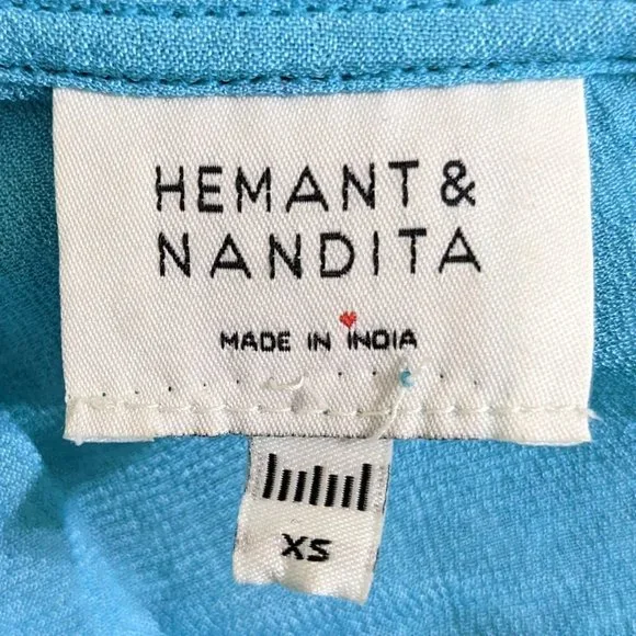 HEMANT AND NANDITA Kefi One Shoulder Mini Dress in Blue & Pink - size XS NWOT - Picture 12 of 15